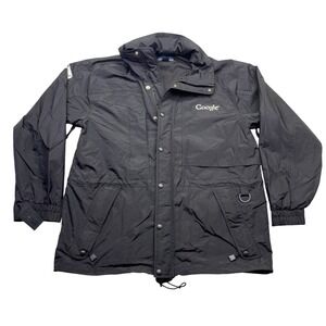 Tri-Mountain Google Logo Windbreaker Jacket Mens Medium Black Nylon Tech Swag